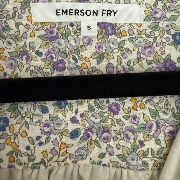 Emerson Fry Elina Blouse Indigo + Purple Calico Size Small - Picture 4 of 5